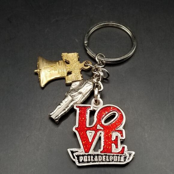 Philadelphia Souvenir Keychain LOVE Liberty Bell Ben Franklin Travel Collectible - Picture 2 of 7